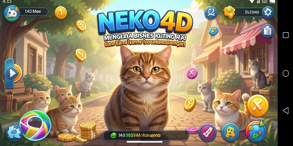 Tangkapan layar permainan <strong>NEKO4D</strong> menunjukkan gameplay manajemen kucing yang seru.