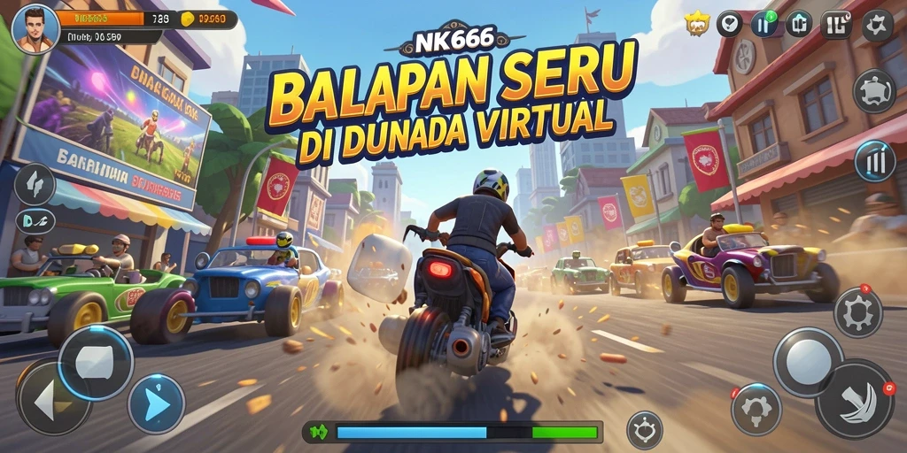 Screenshot NK666 menampilkan aksi balapan mendebarkan di trek yang indah.
