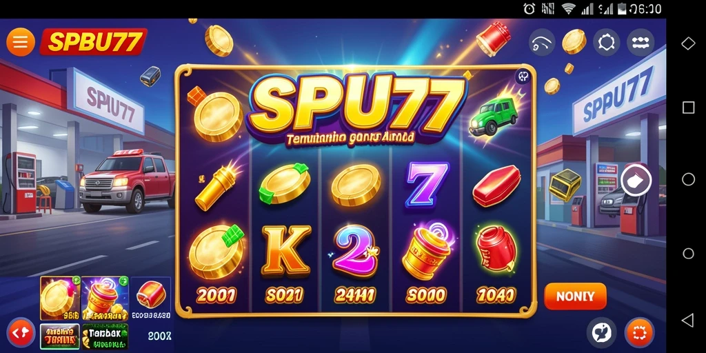Screenshot utama SPBU77 menampilkan aksi seru permainan Slot.